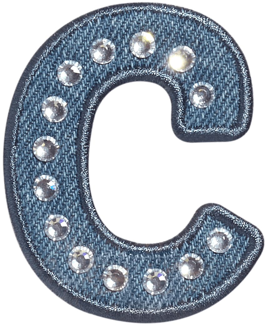 Denim Rhinestone Letter Patch