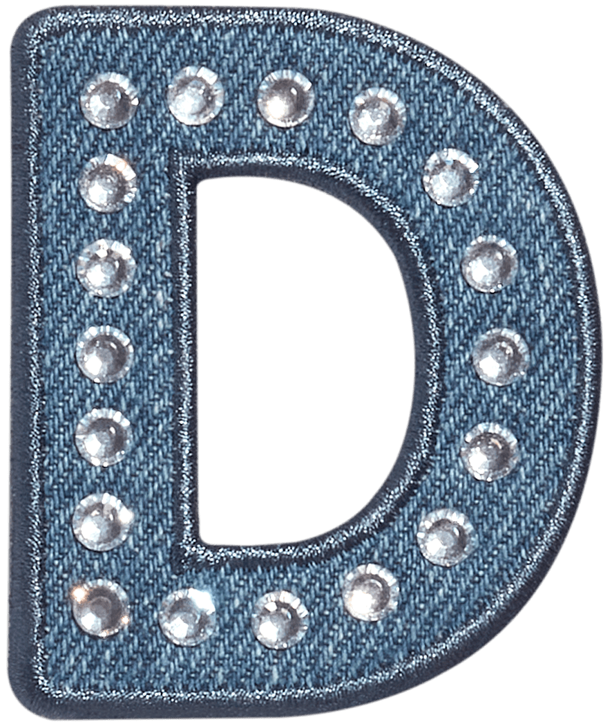 Denim Rhinestone Letter Patch