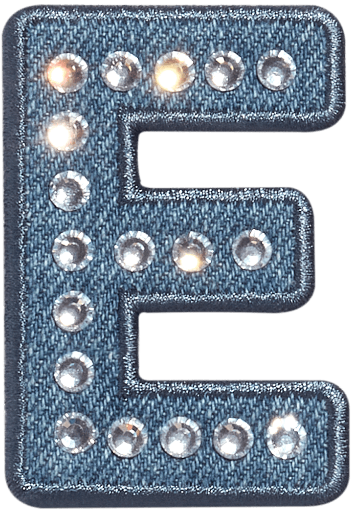 Denim Rhinestone Letter Patch
