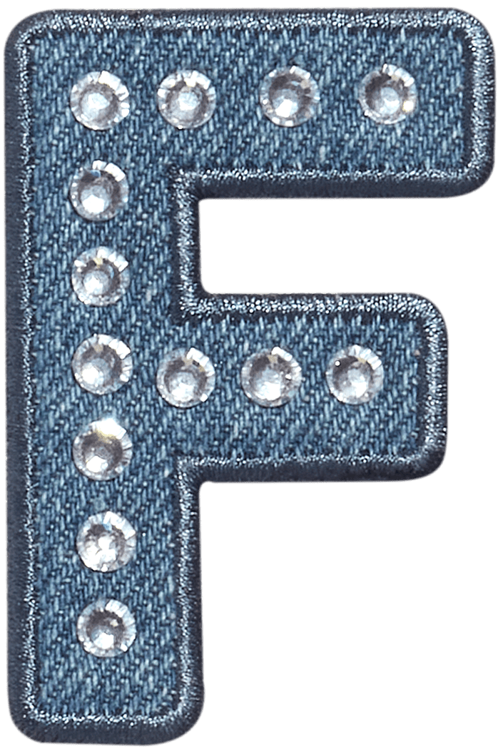 Denim Rhinestone Letter Patch