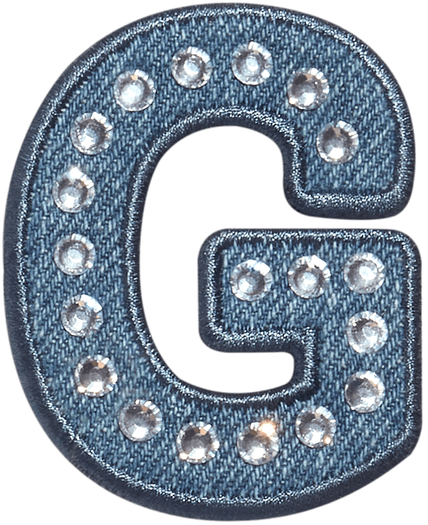 Denim Rhinestone Letter Patch