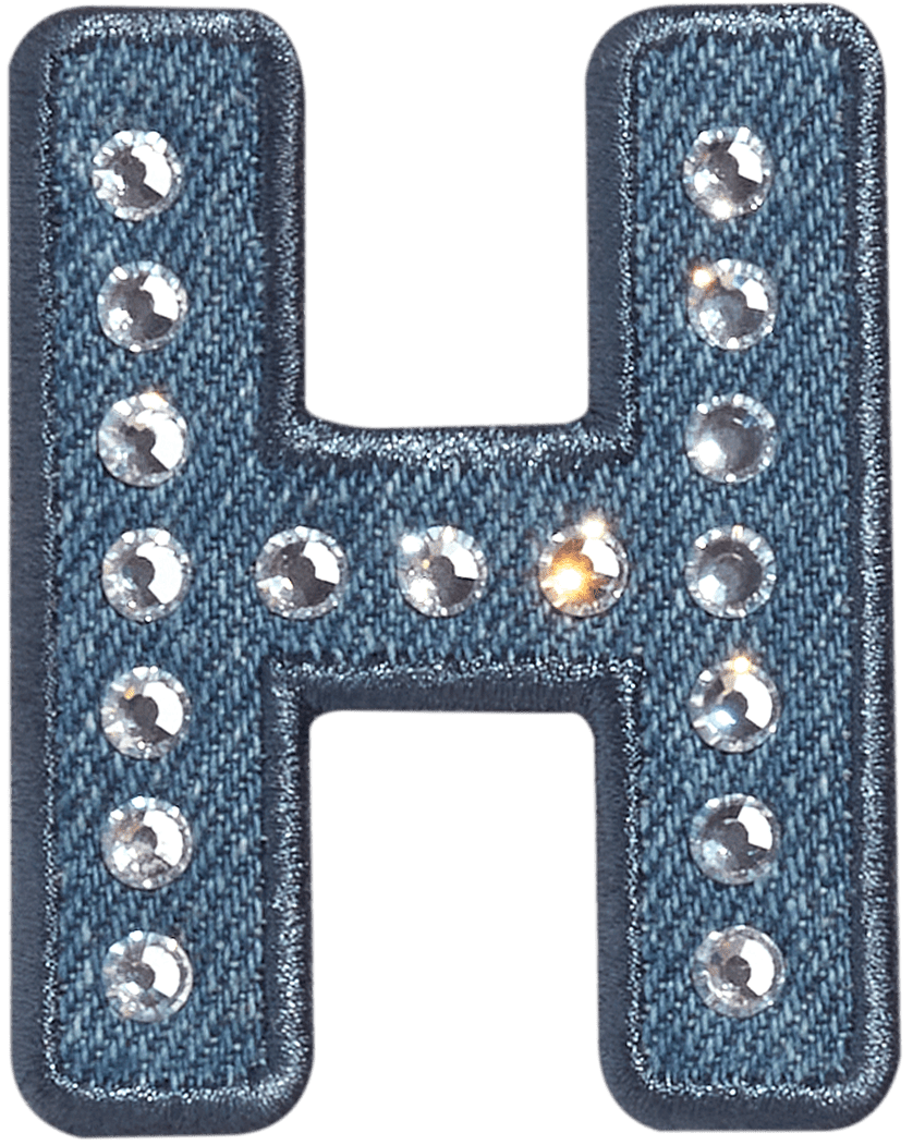 Denim Rhinestone Letter Patch