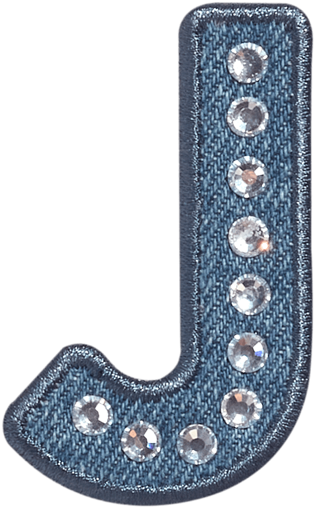 Denim Rhinestone Letter Patch