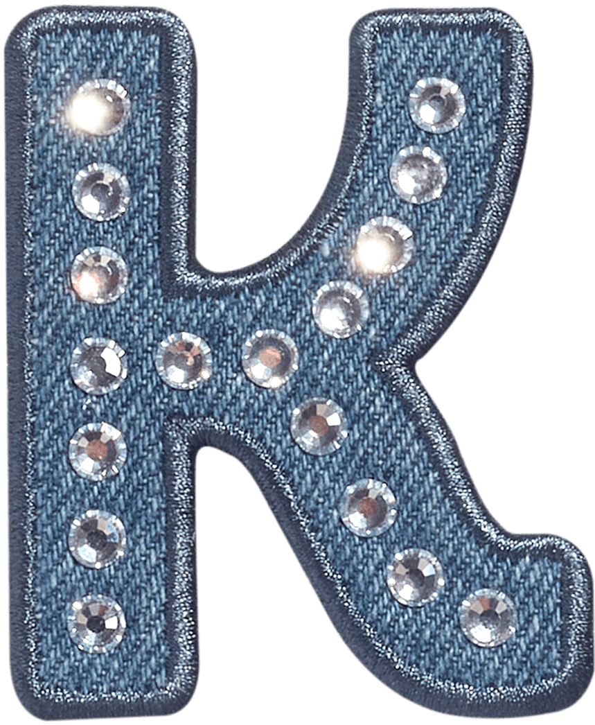 Denim Rhinestone Letter Patch