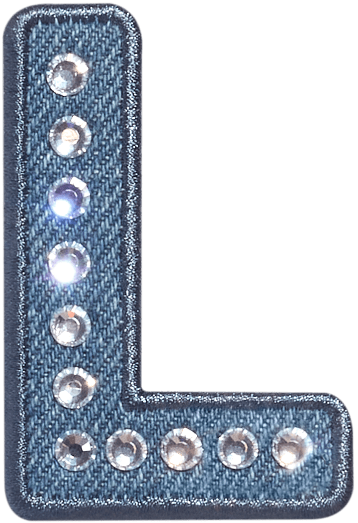 Denim Rhinestone Letter Patch
