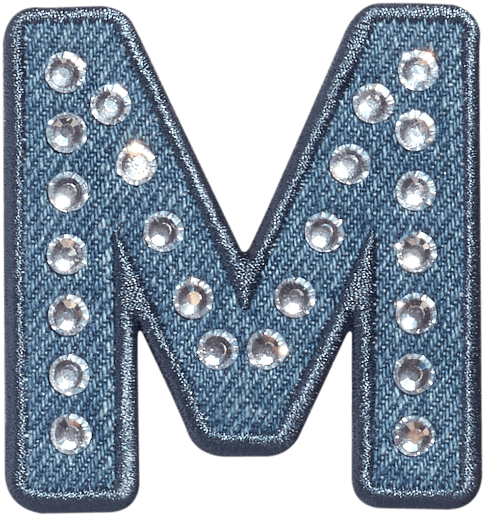 Denim Rhinestone Letter Patch