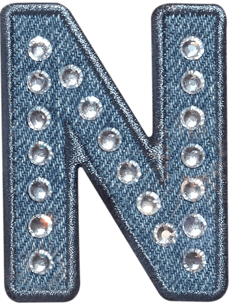 Denim Rhinestone Letter Patch