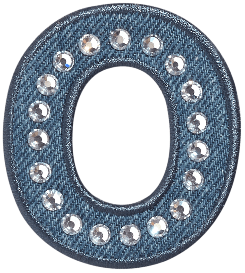 Denim Rhinestone Letter Patch