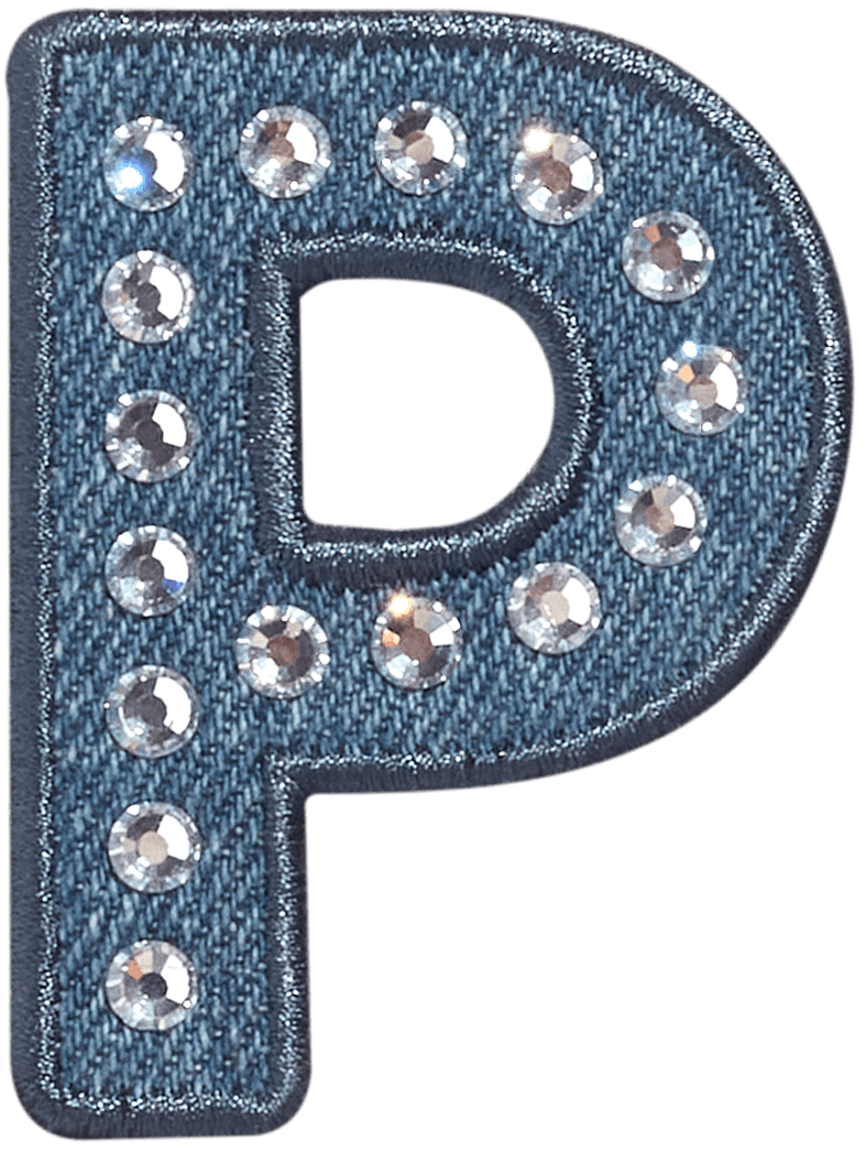 Denim Rhinestone Letter Patch
