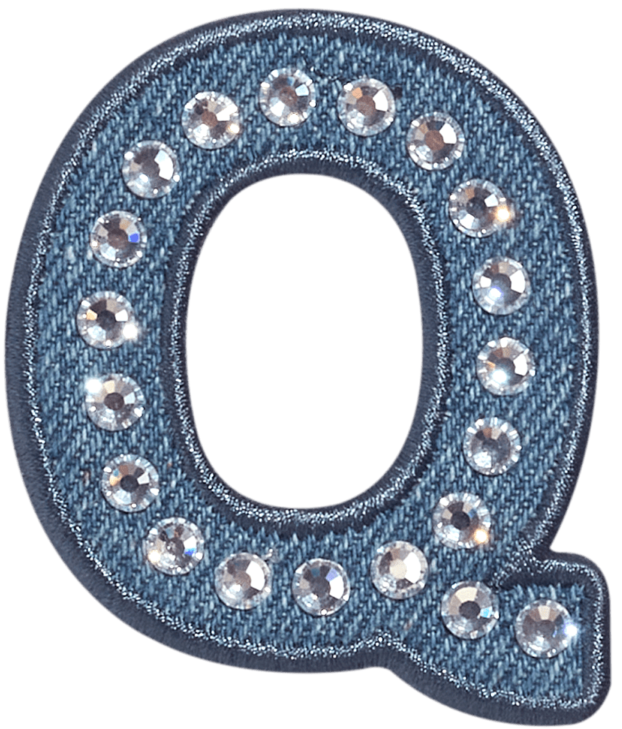 Denim Rhinestone Letter Patch