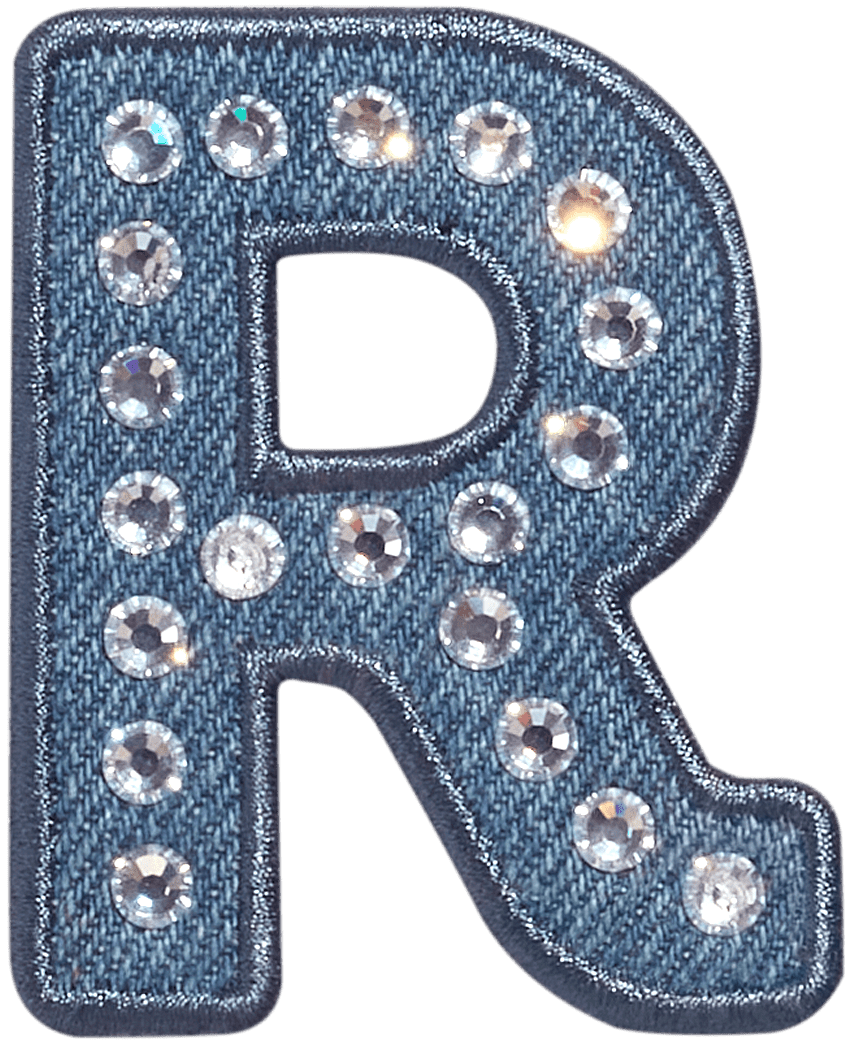 Denim Rhinestone Letter Patch