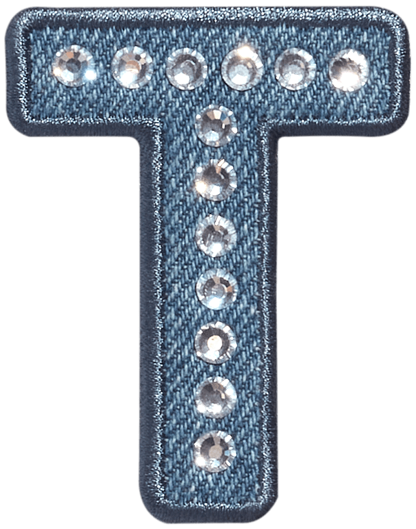 Denim Rhinestone Letter Patch