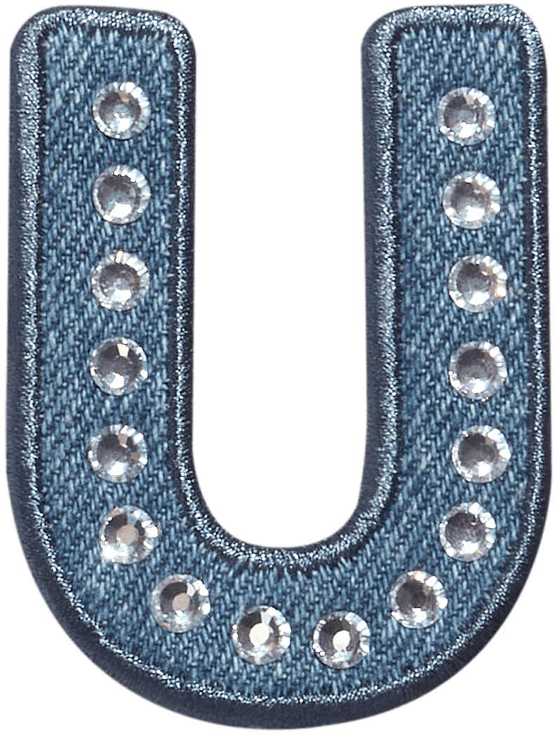 Denim Rhinestone Letter Patch