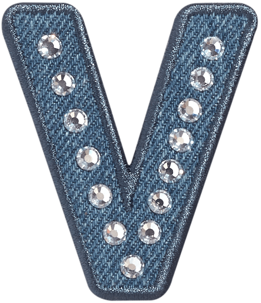 Denim Rhinestone Letter Patch