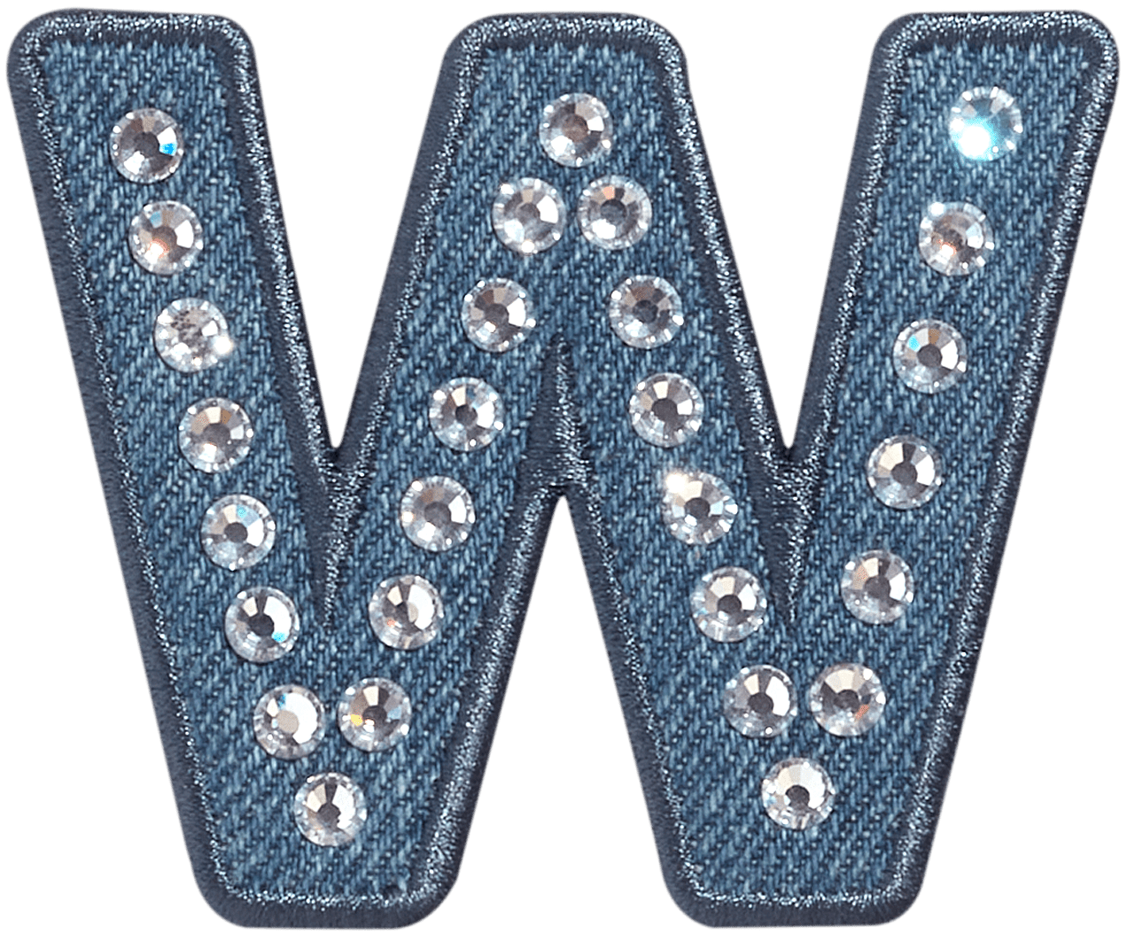 Denim Rhinestone Letter Patch