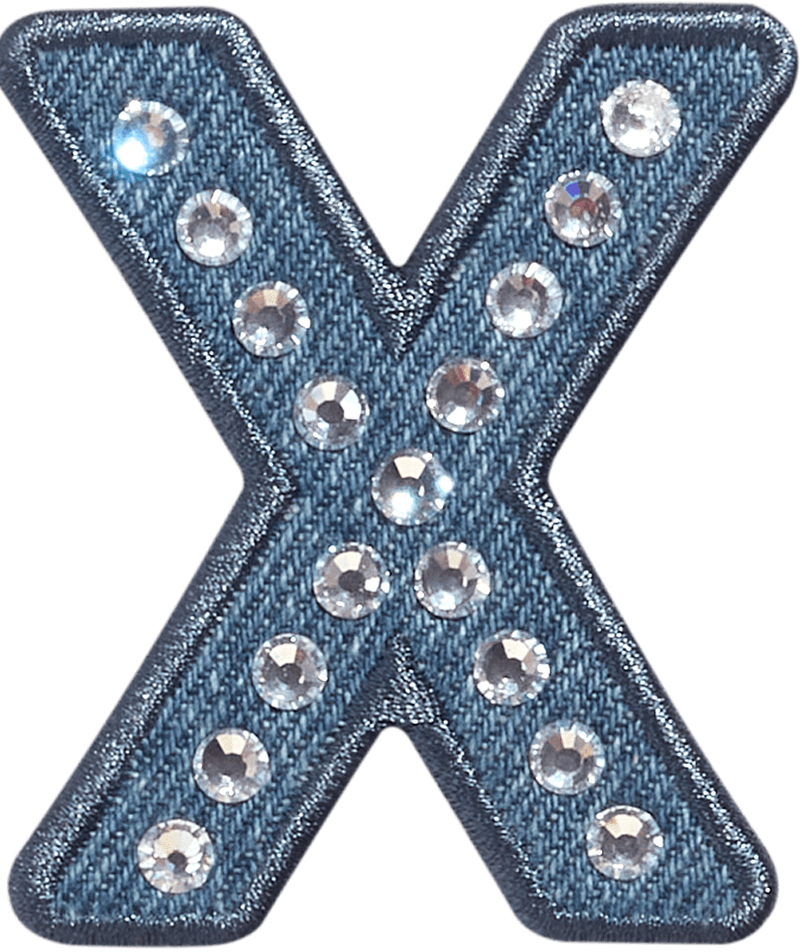 Denim Rhinestone Letter Patch