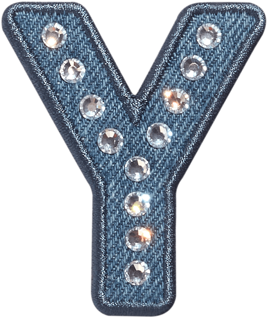 Denim Rhinestone Letter Patch