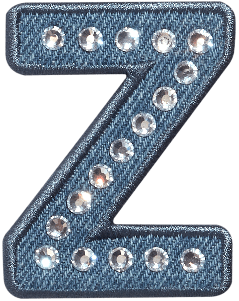 Denim Rhinestone Letter Patch