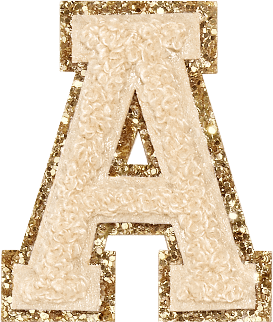 Sand Glitter Varsity Letter Patch