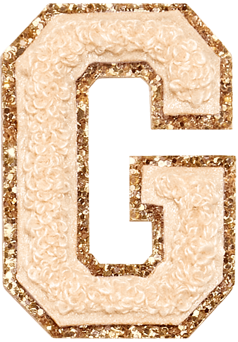 Sand Glitter Varsity Letter Patch