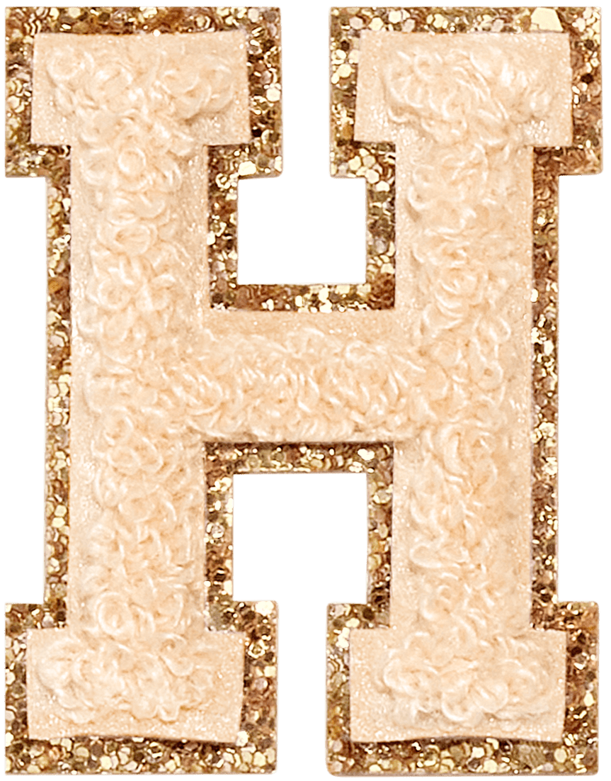 Sand Glitter Varsity Letter Patch