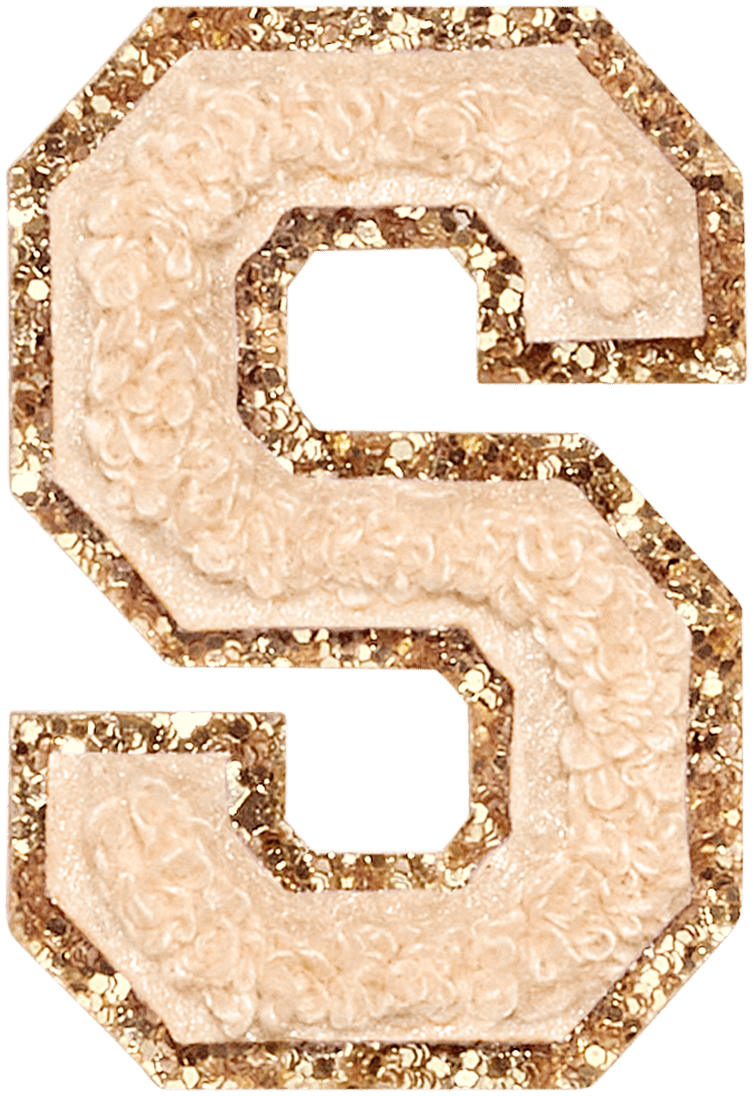 Sand Glitter Varsity Letter Patch