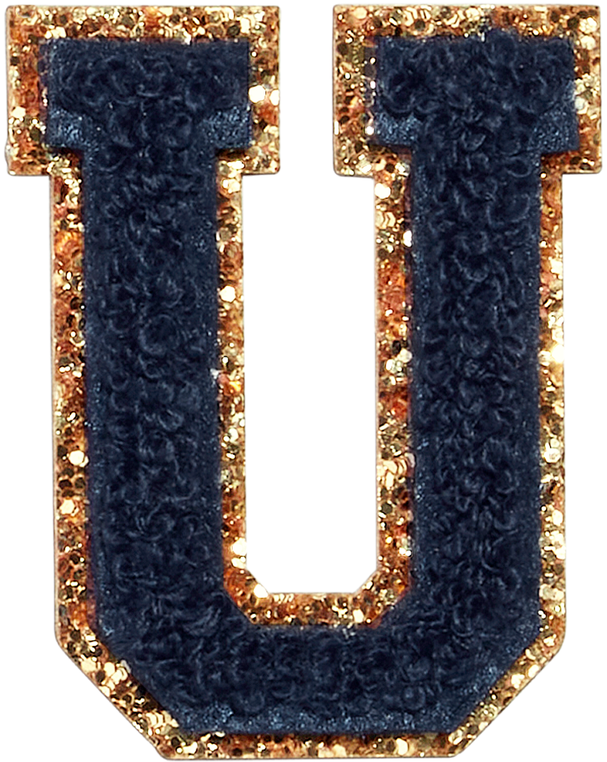 Sapphire Glitter Varsity Letter Patch