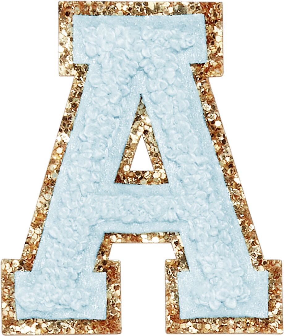 Sky Glitter Varsity Letter Patch