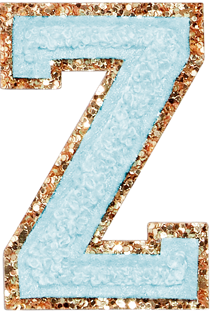 Sky Glitter Varsity Letter Patch