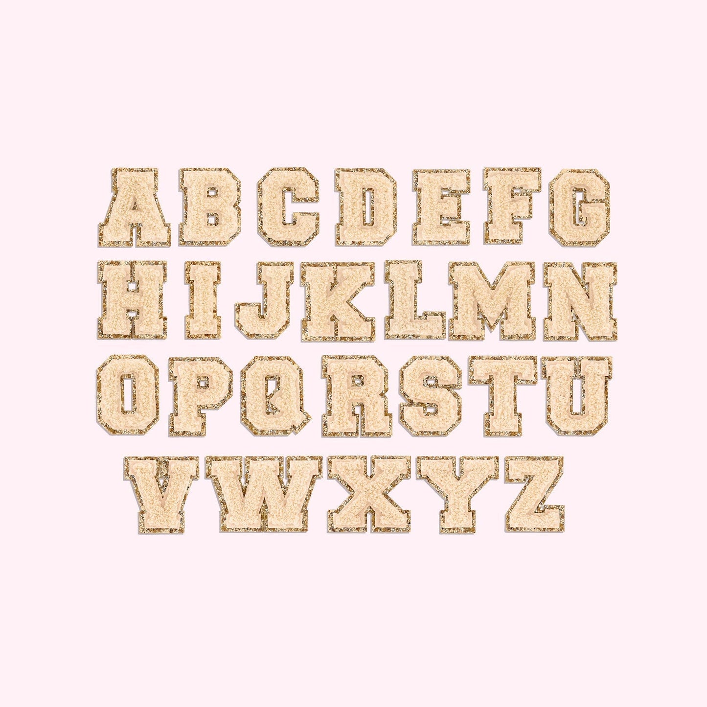 Sand Mini Glitter Varsity Letter Patch