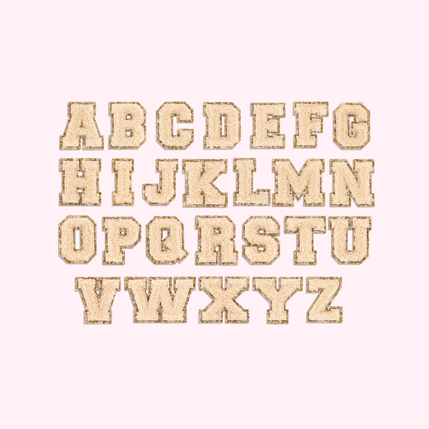 Sand Mini Glitter Varsity Letter Patch