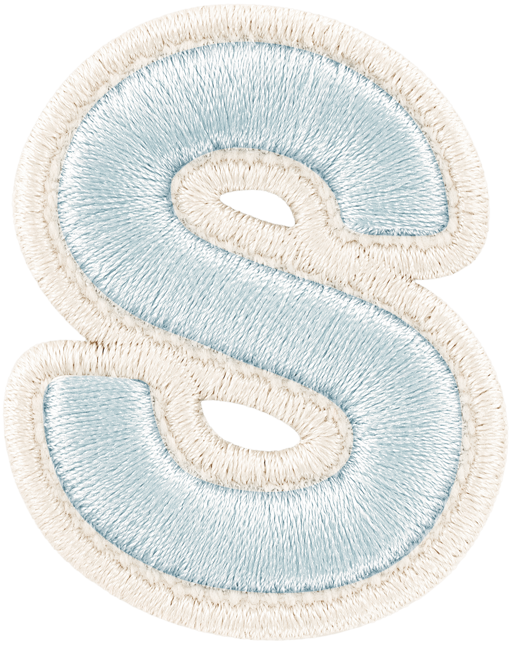 Sky Rolled Embroidery Letter Patch