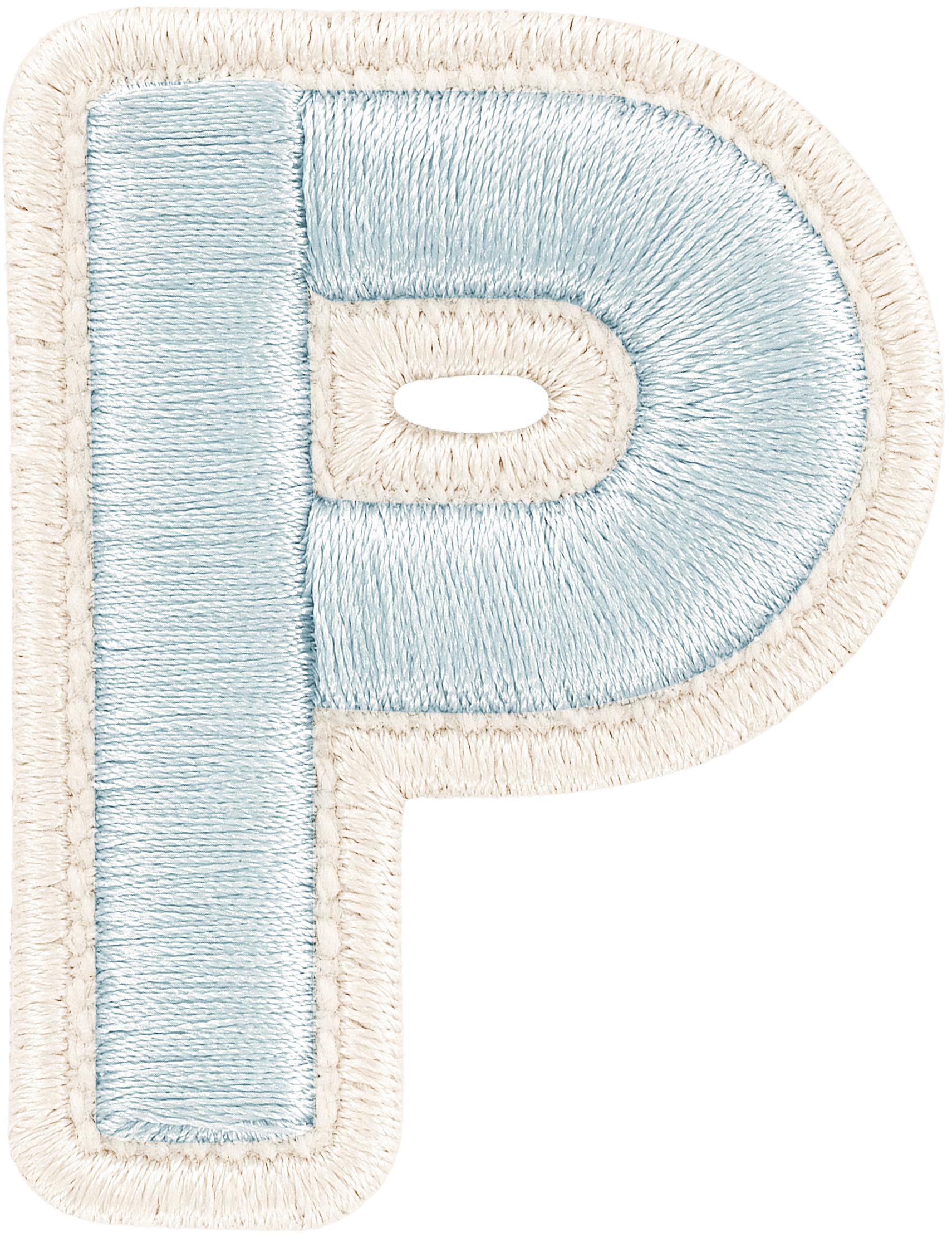 Sky Rolled Embroidery Letter Patch