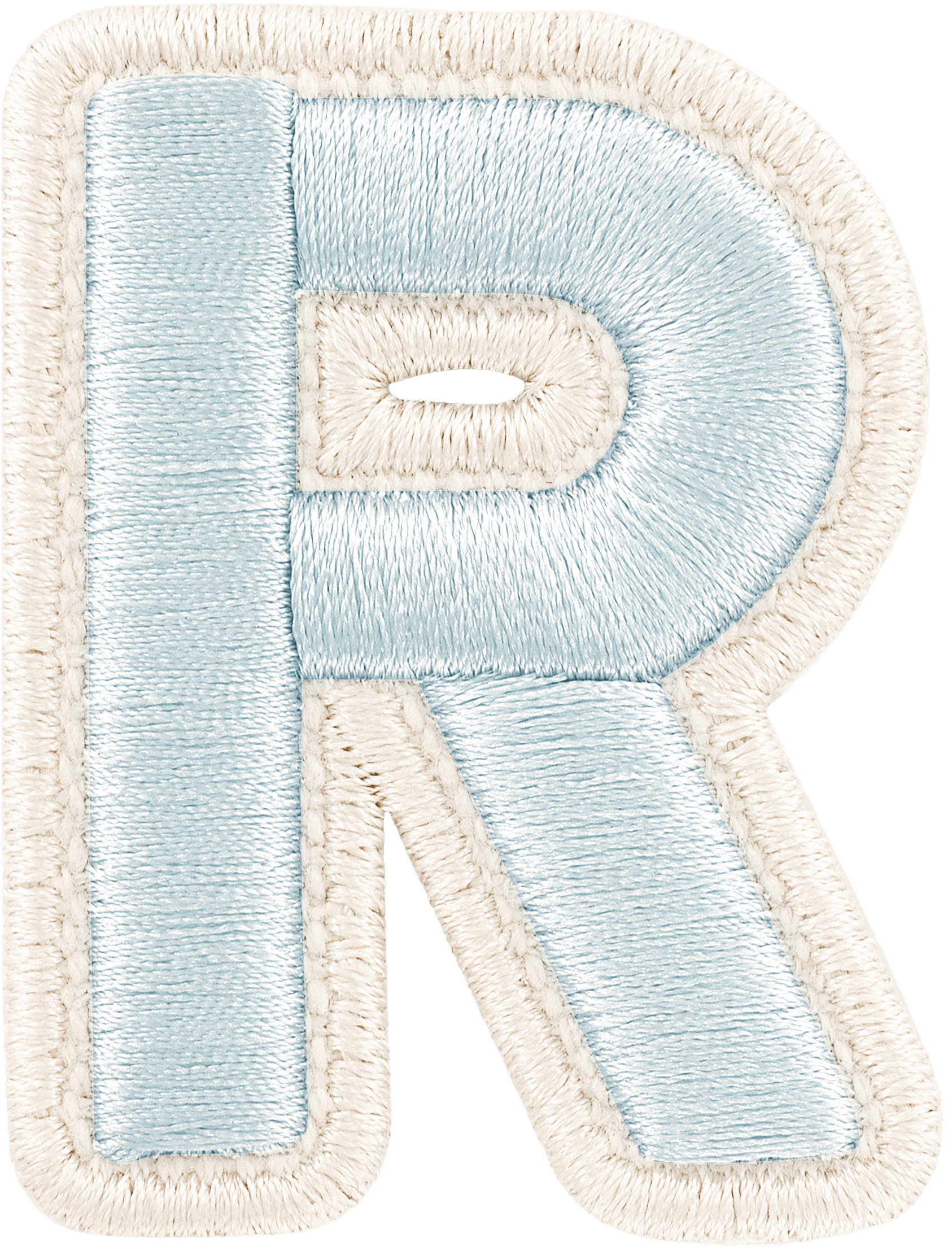 Sky Rolled Embroidery Letter Patch