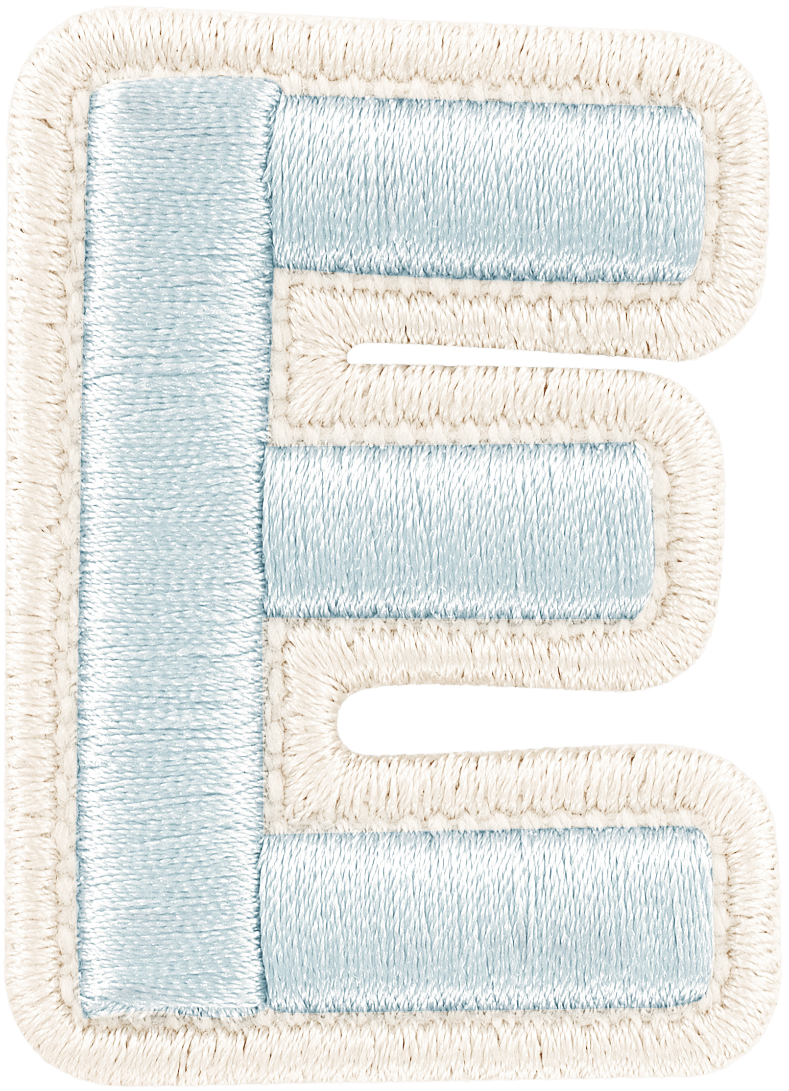 Sky Rolled Embroidery Letter Patch