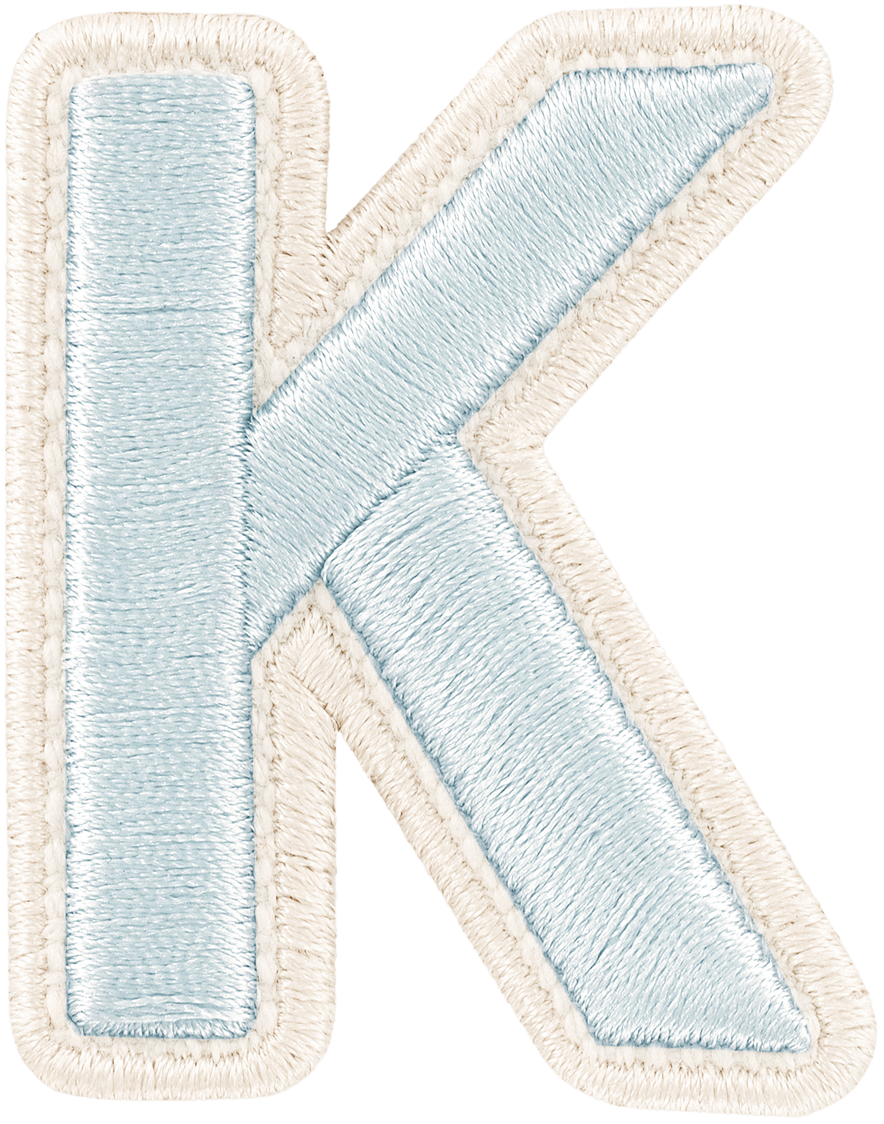 Sky Rolled Embroidery Letter Patch