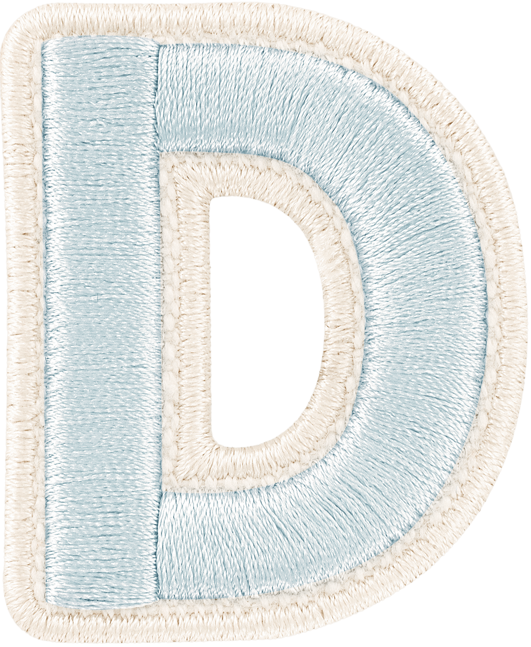 Sky Rolled Embroidery Letter Patch