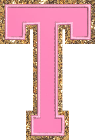Jumbo Bubblegum Glitter Varsity Letter Patch