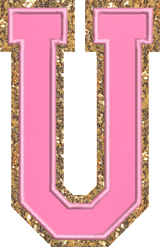 Jumbo Bubblegum Glitter Varsity Letter Patch