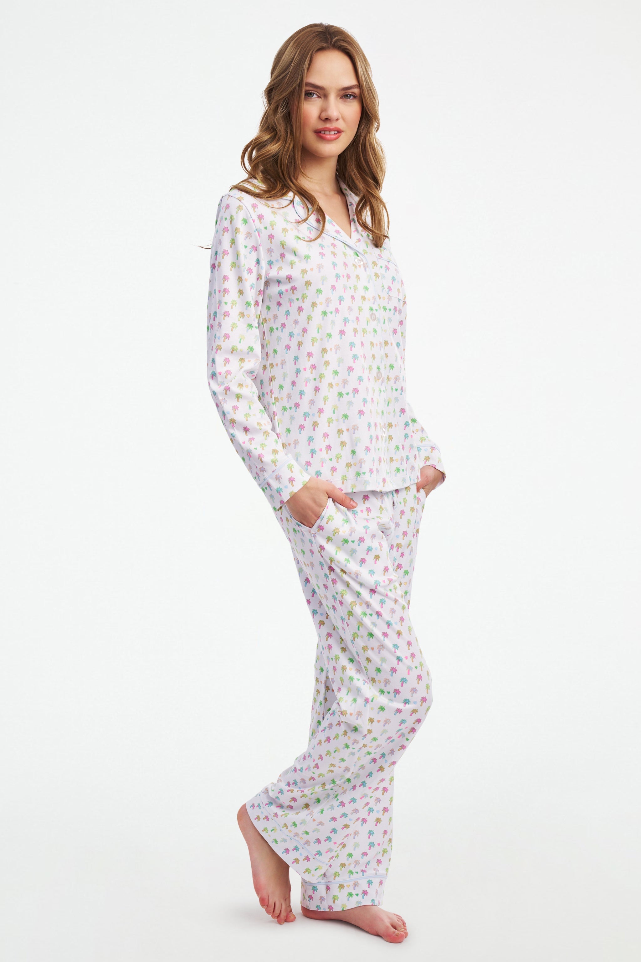 Palm Dreams Long Sleeve Polo Pajamas
