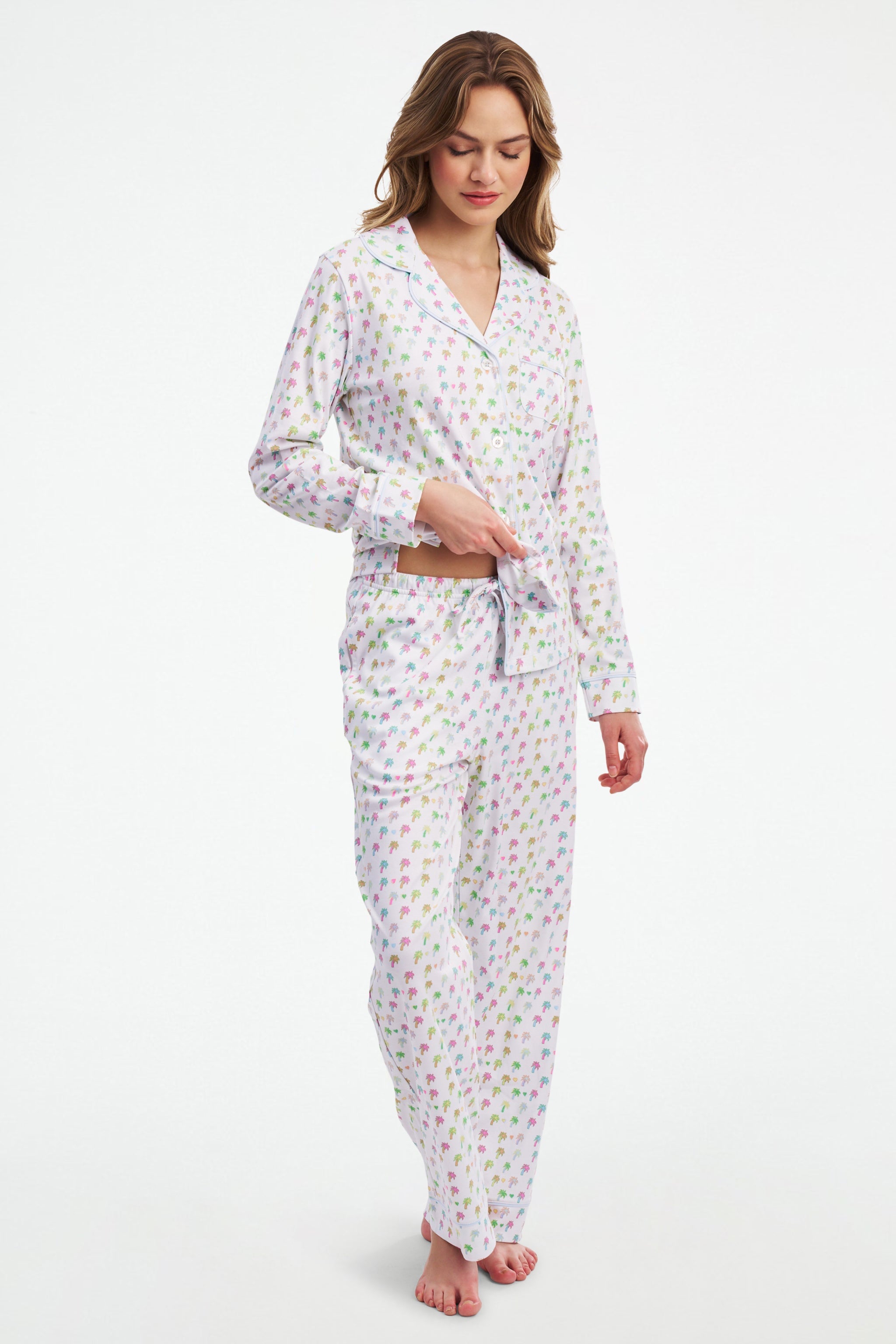 Palm Dreams Long Sleeve Polo Pajamas