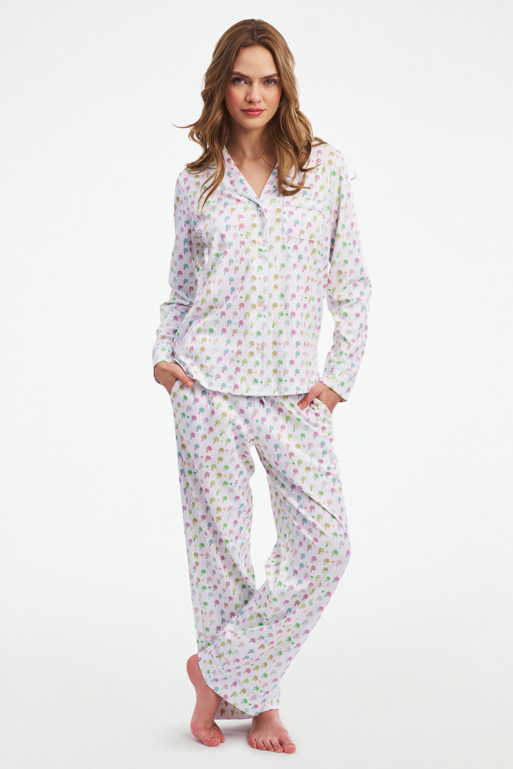 Palm Dreams Long Sleeve Polo Pajamas