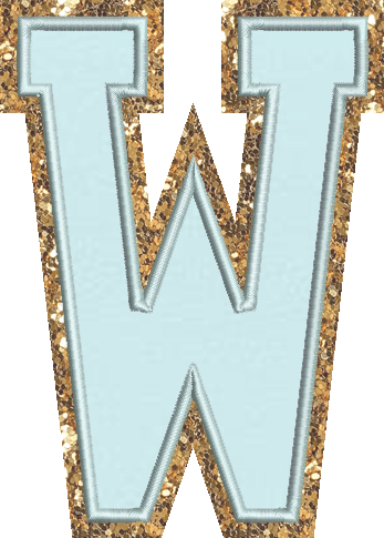 Jumbo Sky Glitter Varsity Letter Patch