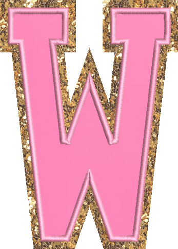 Jumbo Bubblegum Glitter Varsity Letter Patch