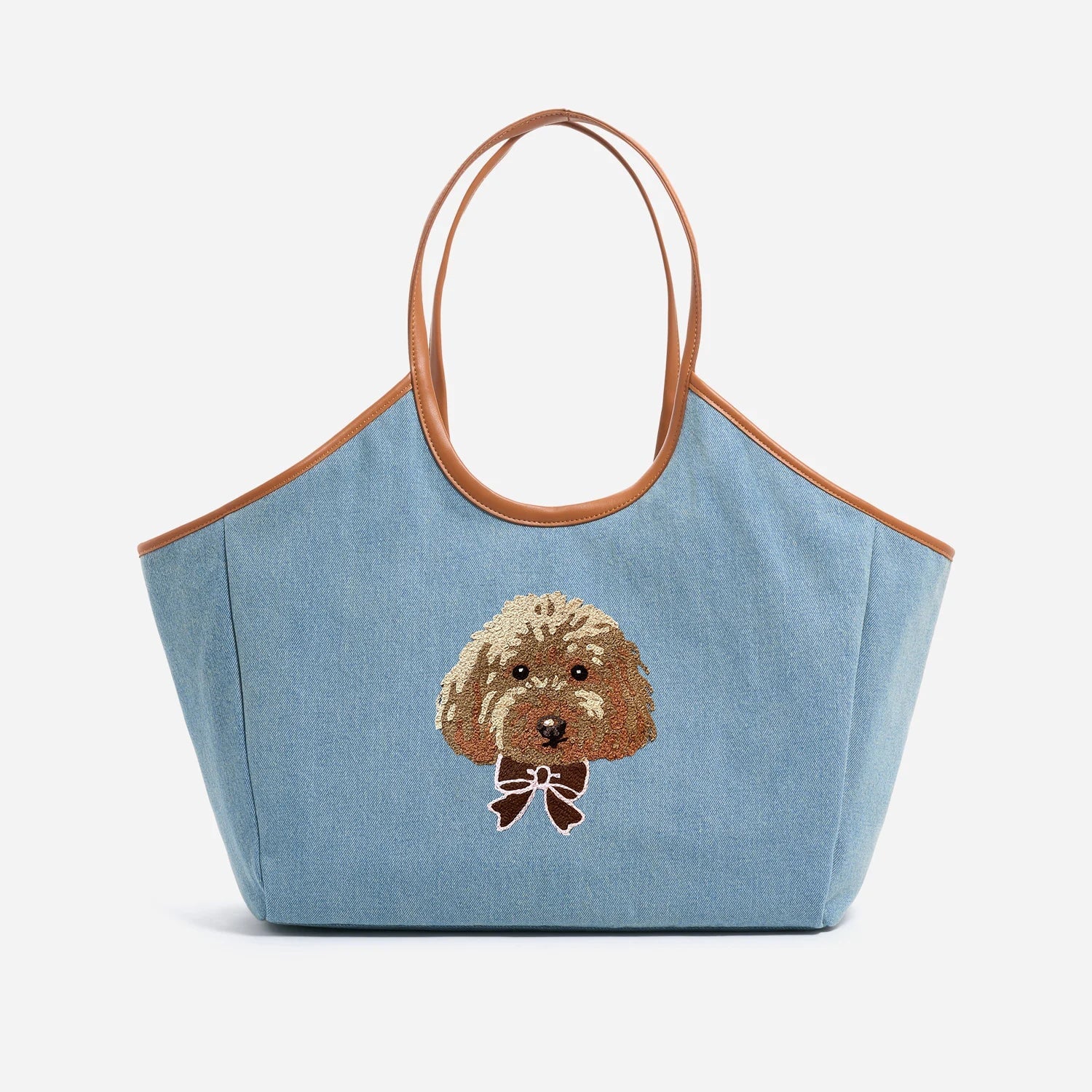 Custom Hand Embroidered Pet Denim Scoop Tote