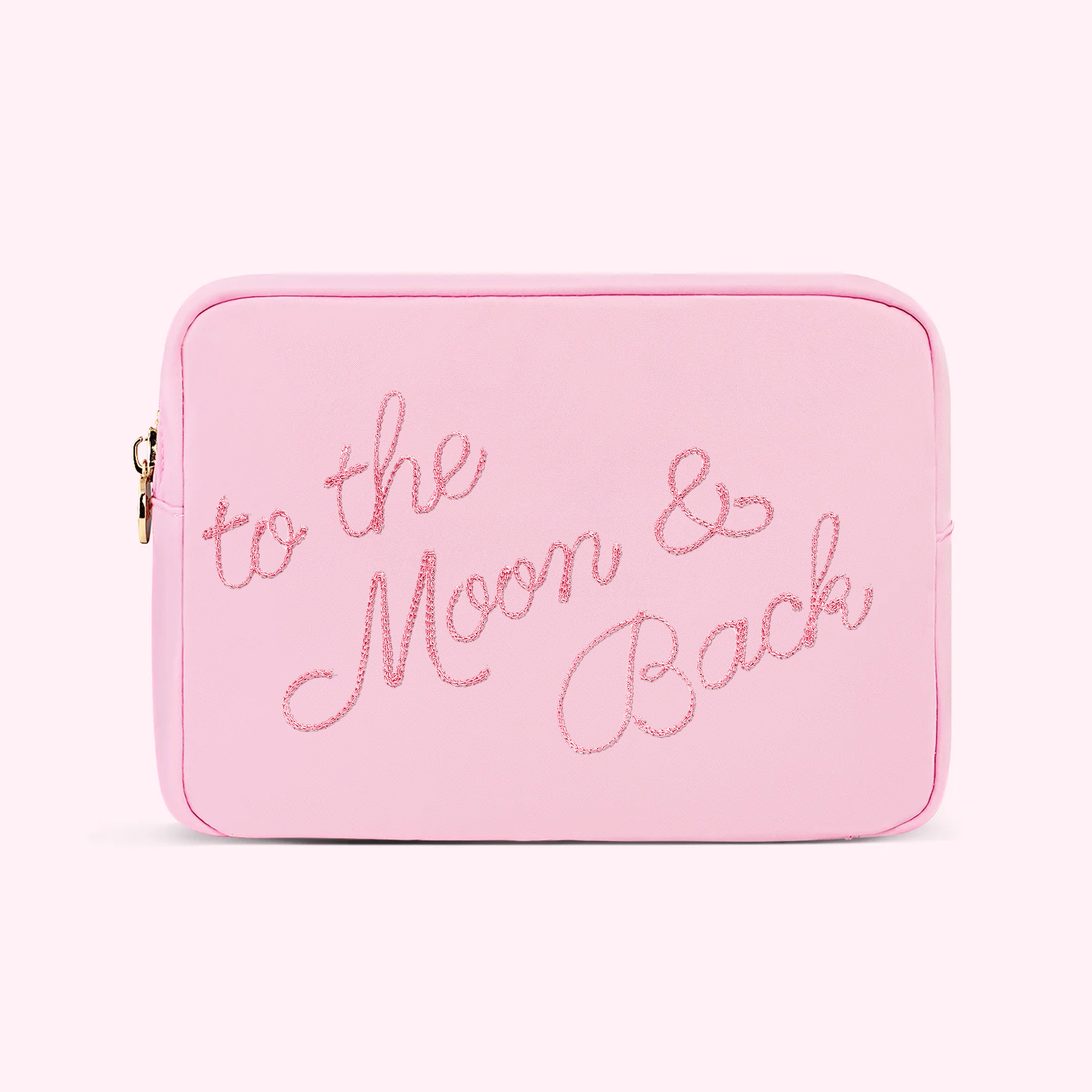 Hand Embroidered Custom 5 Word Large Pouch