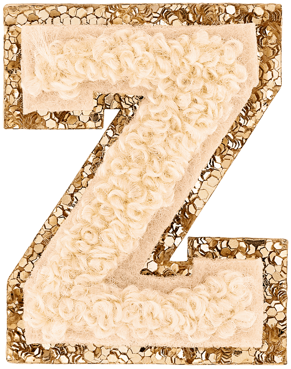 Sand Mini Glitter Varsity Letter Patch