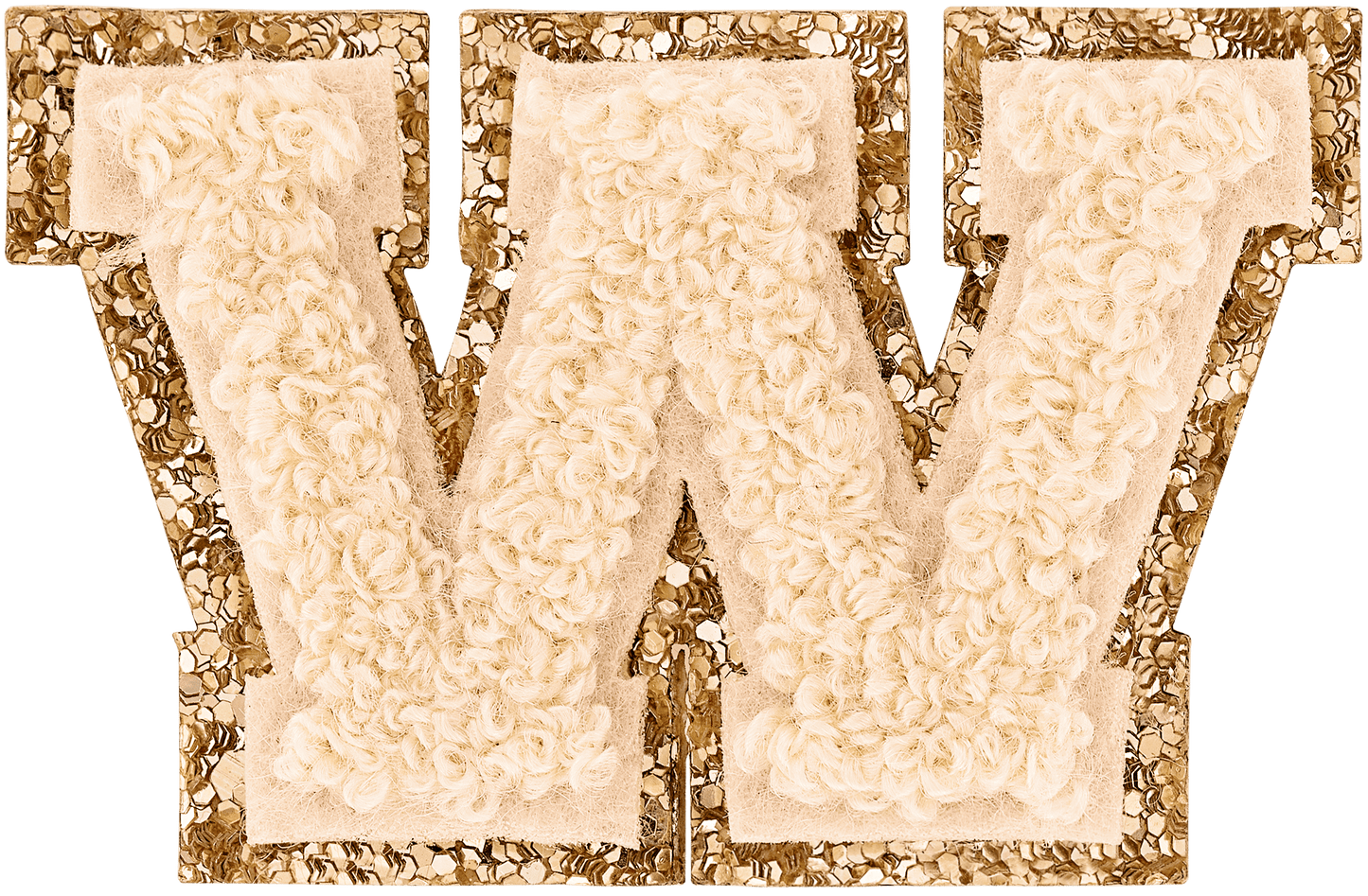 Sand Mini Glitter Varsity Letter Patch