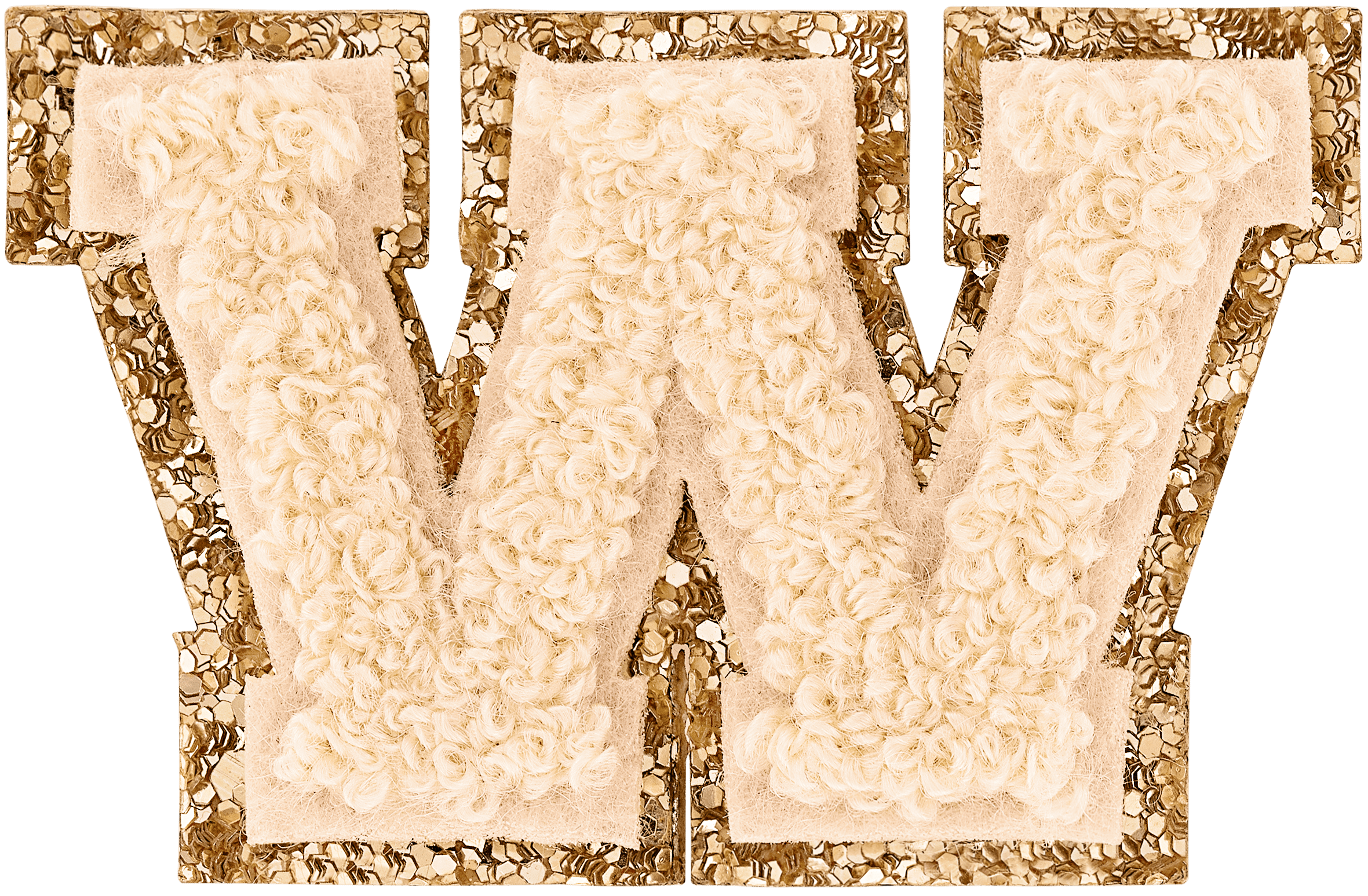 Sand Mini Glitter Varsity Letter Patch