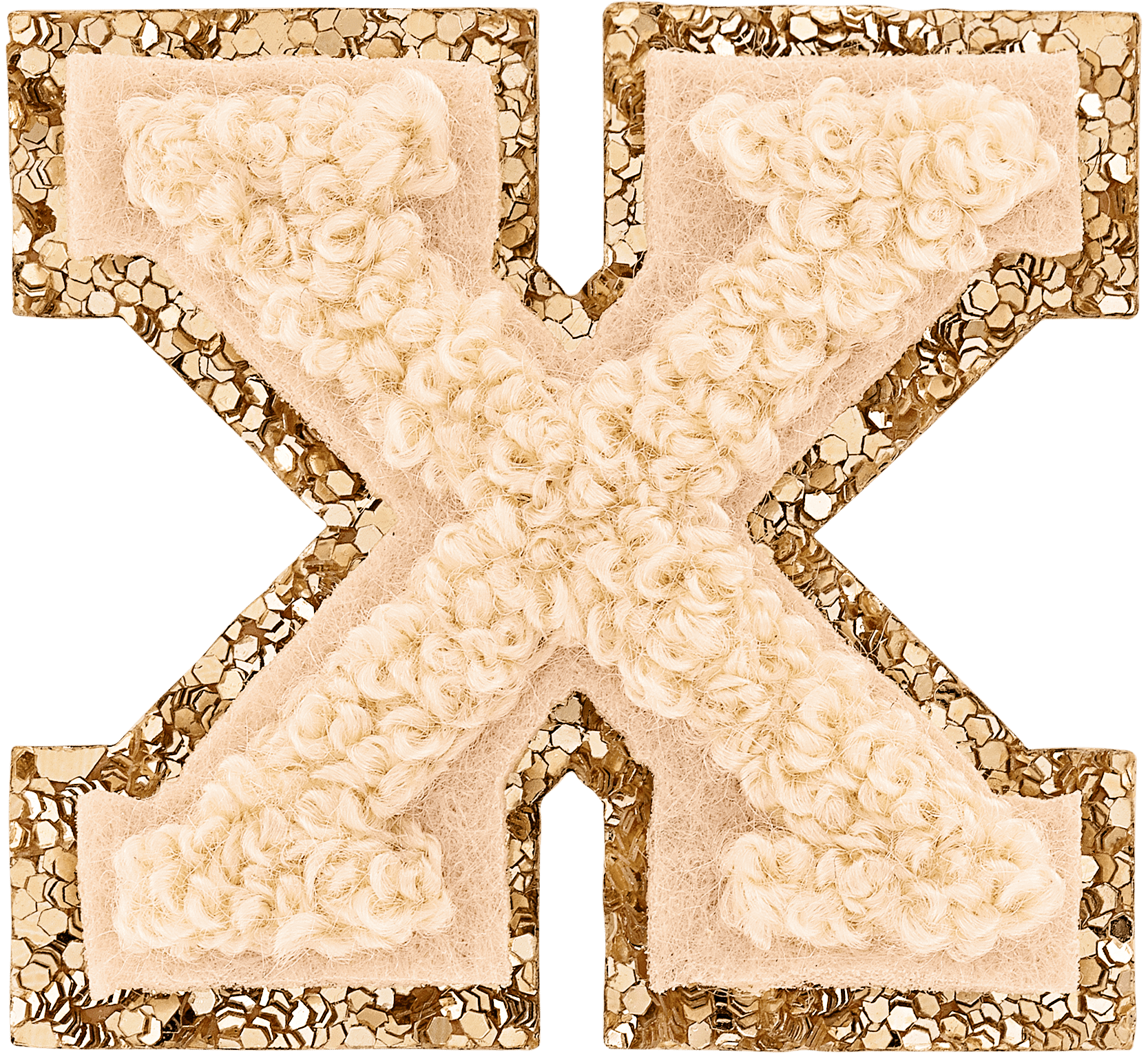 Sand Mini Glitter Varsity Letter Patch